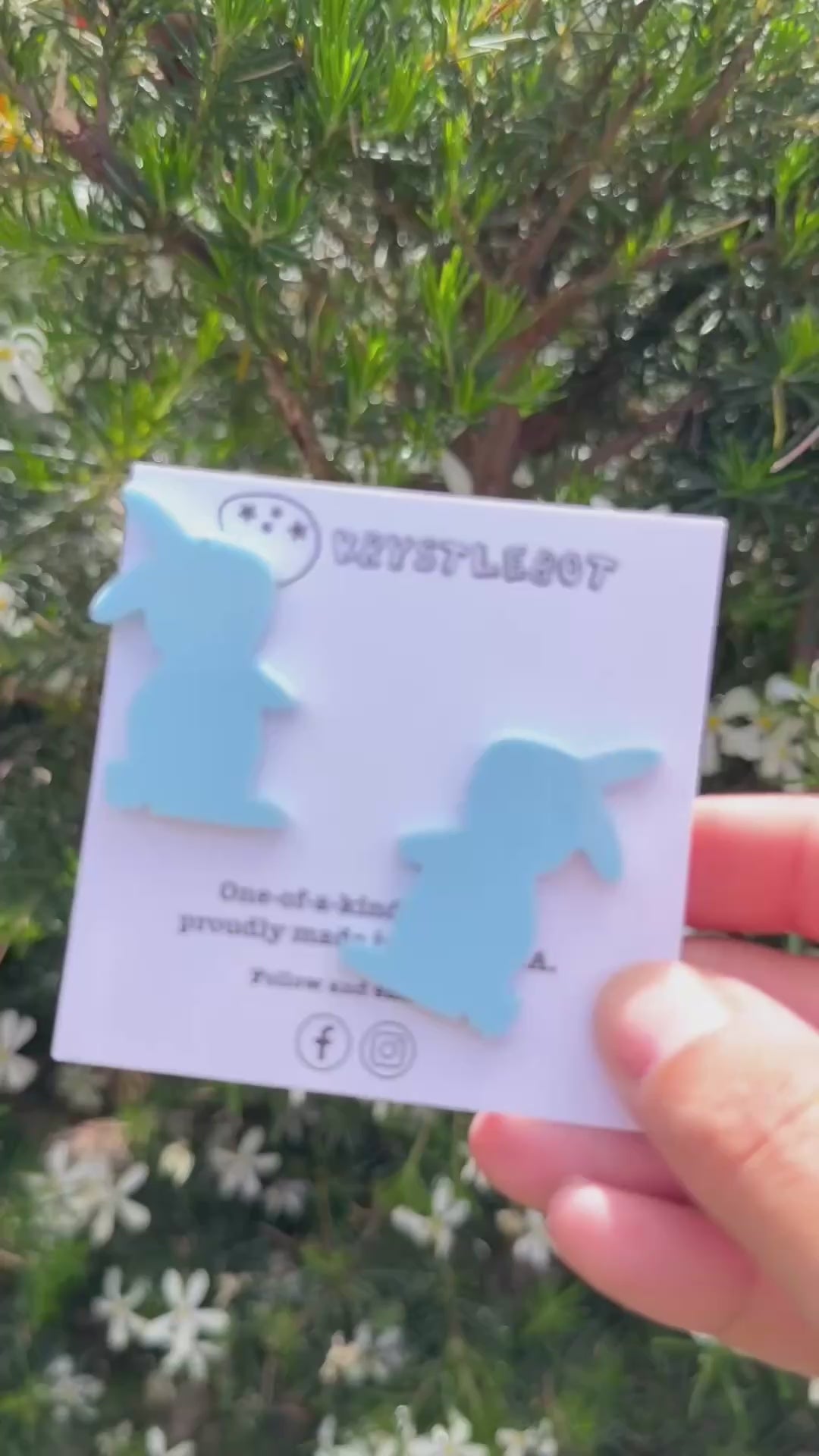 Large Rabbit Studs, Light sky blue Bunny Acrylic, Easter Rabbit earring, Lunar New Year, Year of the Rabbit, Animal Statement Earring, Lightweight