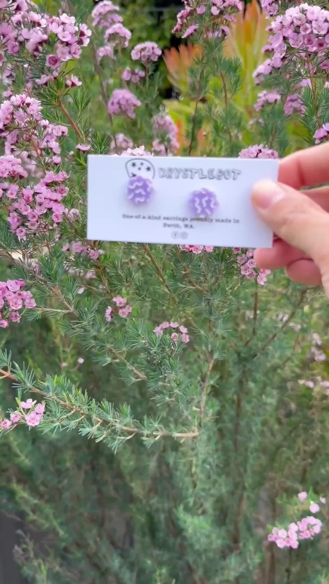 Purple White Hand Painted Squiggle Studs