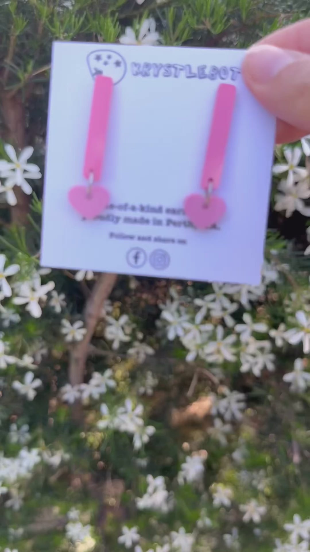 Pink and raspberry heart coloured pop dangles, rectangular and heart combo dangles, teacher earrings, lightweight dangles