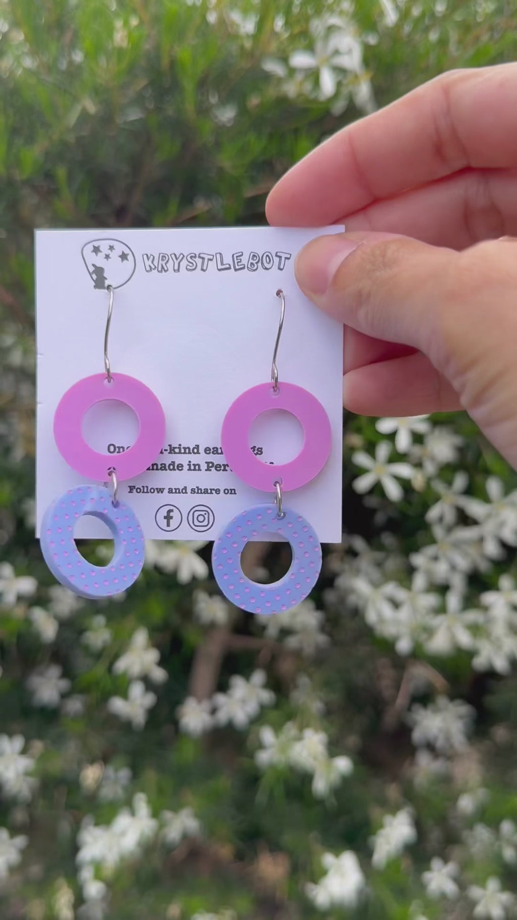 Lavender Purple and Blueberry Blue Painted Circle Hook Dangles, Acrylic earrings, Lightweight dangles,Teacher Earrings