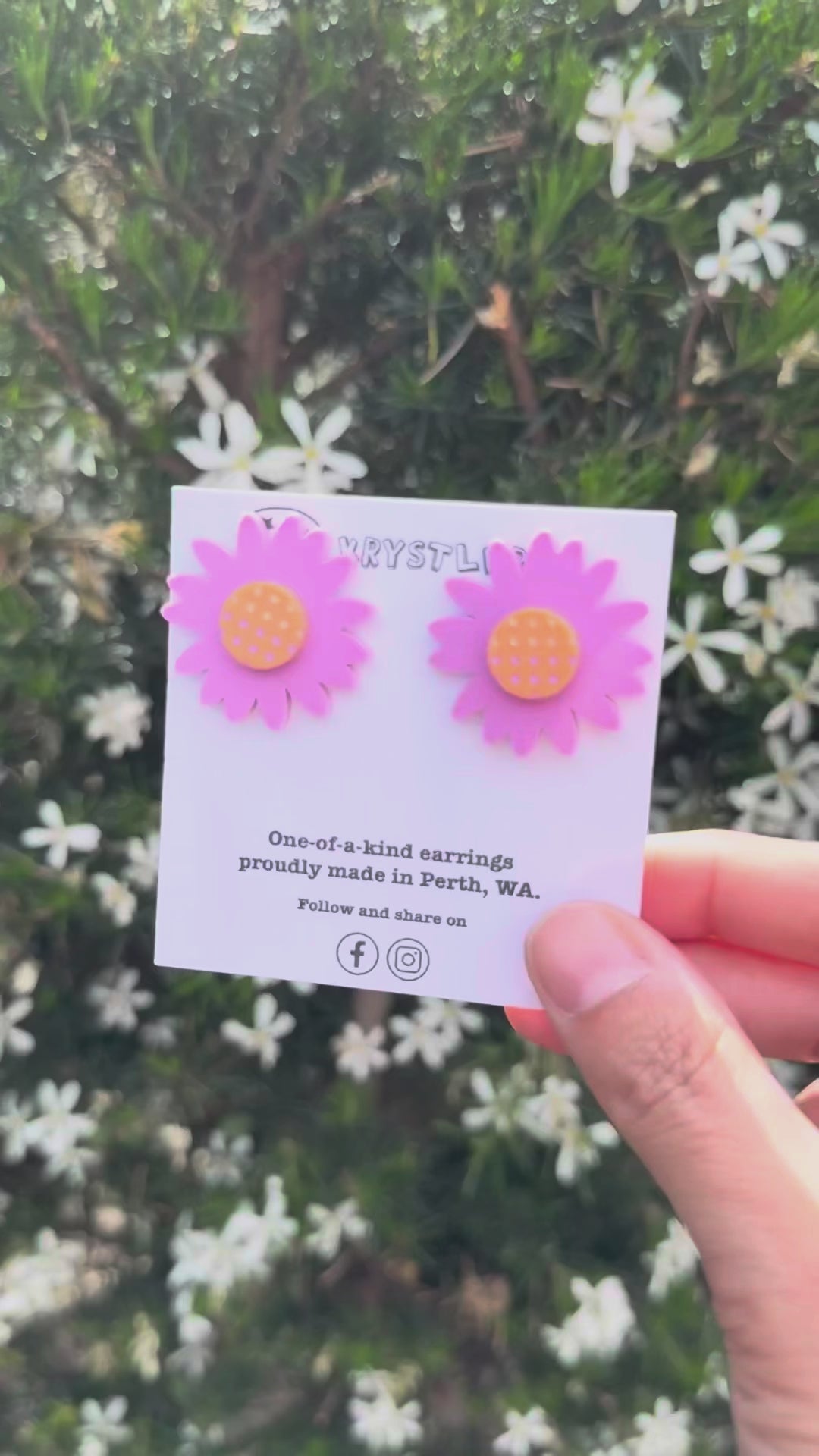 Purple and orange stacked sunflower stud statement earrings, teacher dangles, big large earrings, acrylic earrings