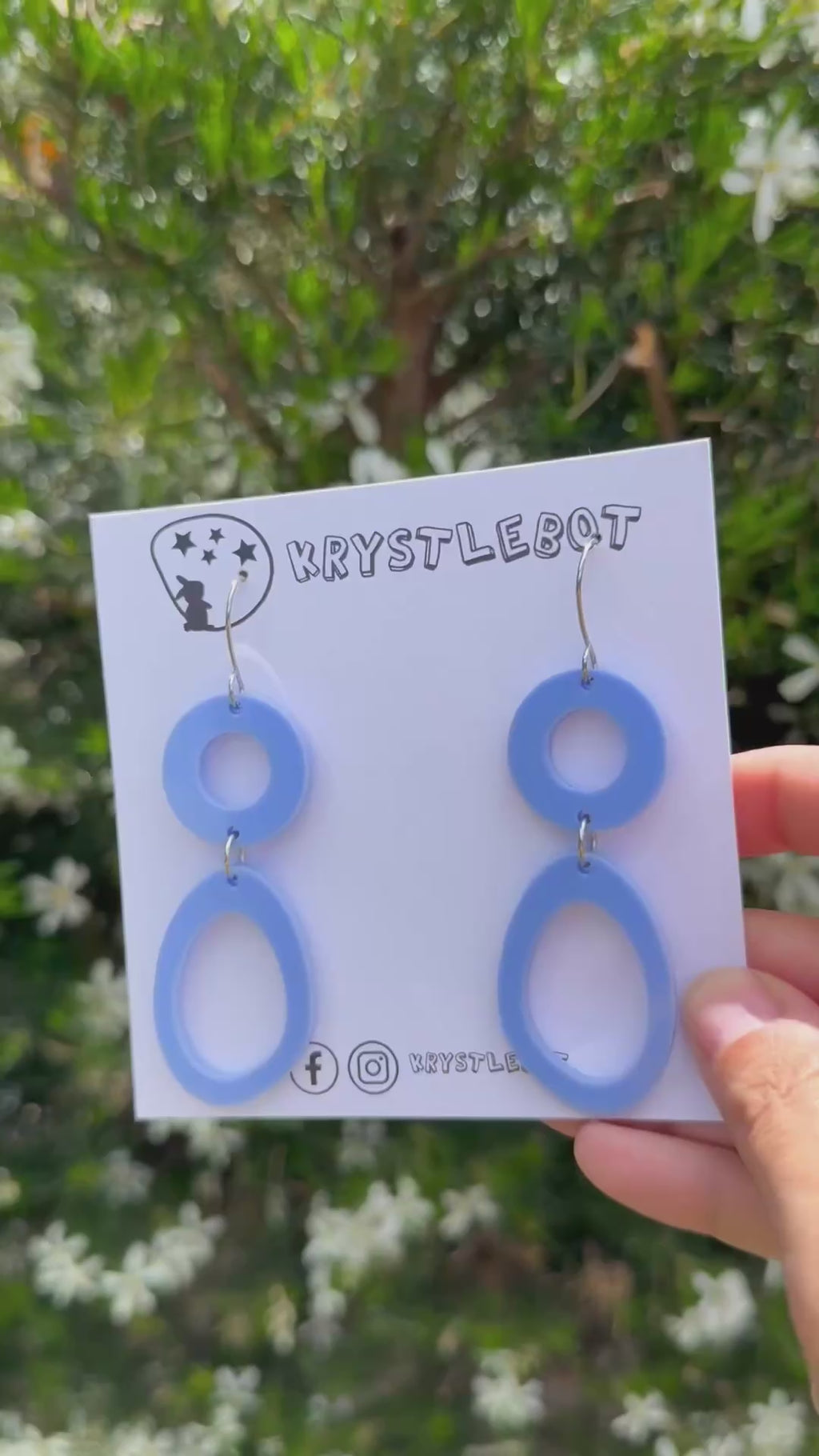 Blueberry Blue Circle and Oval Abstract Shape Hook Dangles, Acrylic earrings, Lightweight dangles,Teacher Earrings