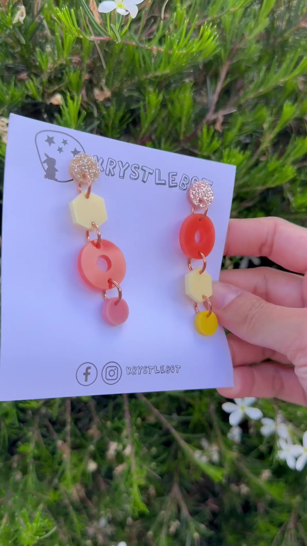 Orange Yellow Mismatched Shape Mini Heart Dangles