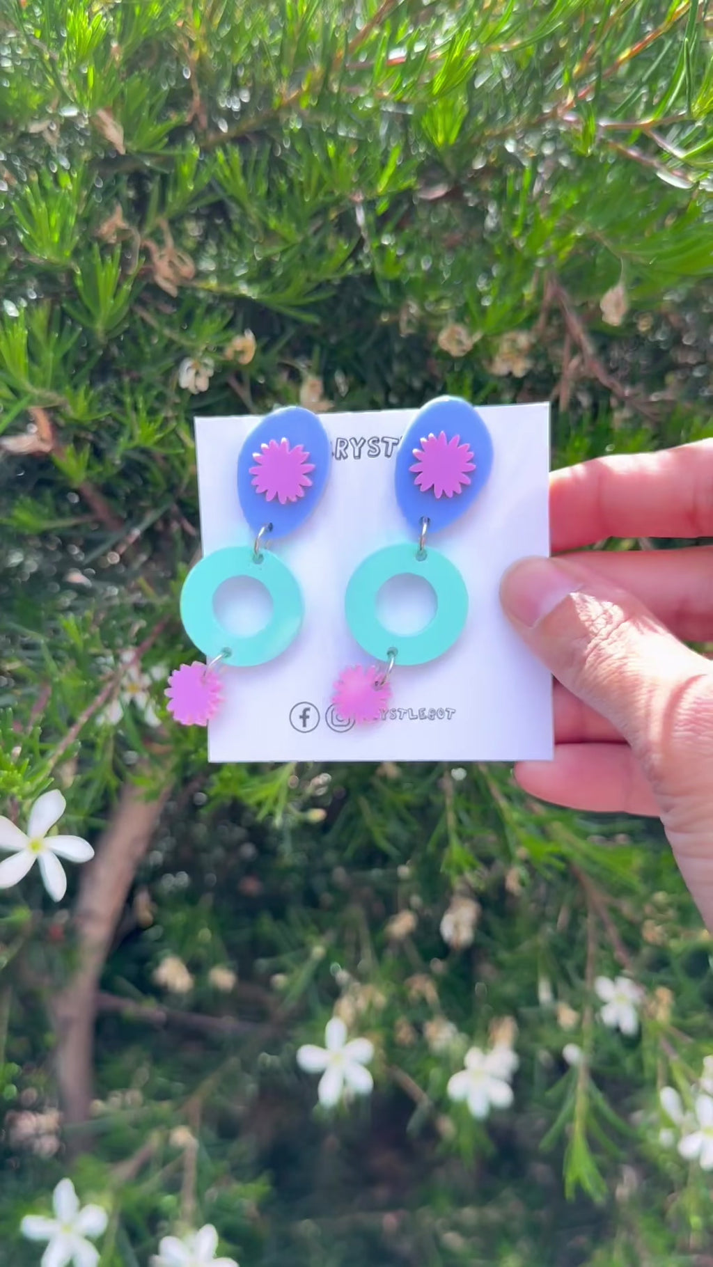 Mint Purple Blue Star Burst Dangles