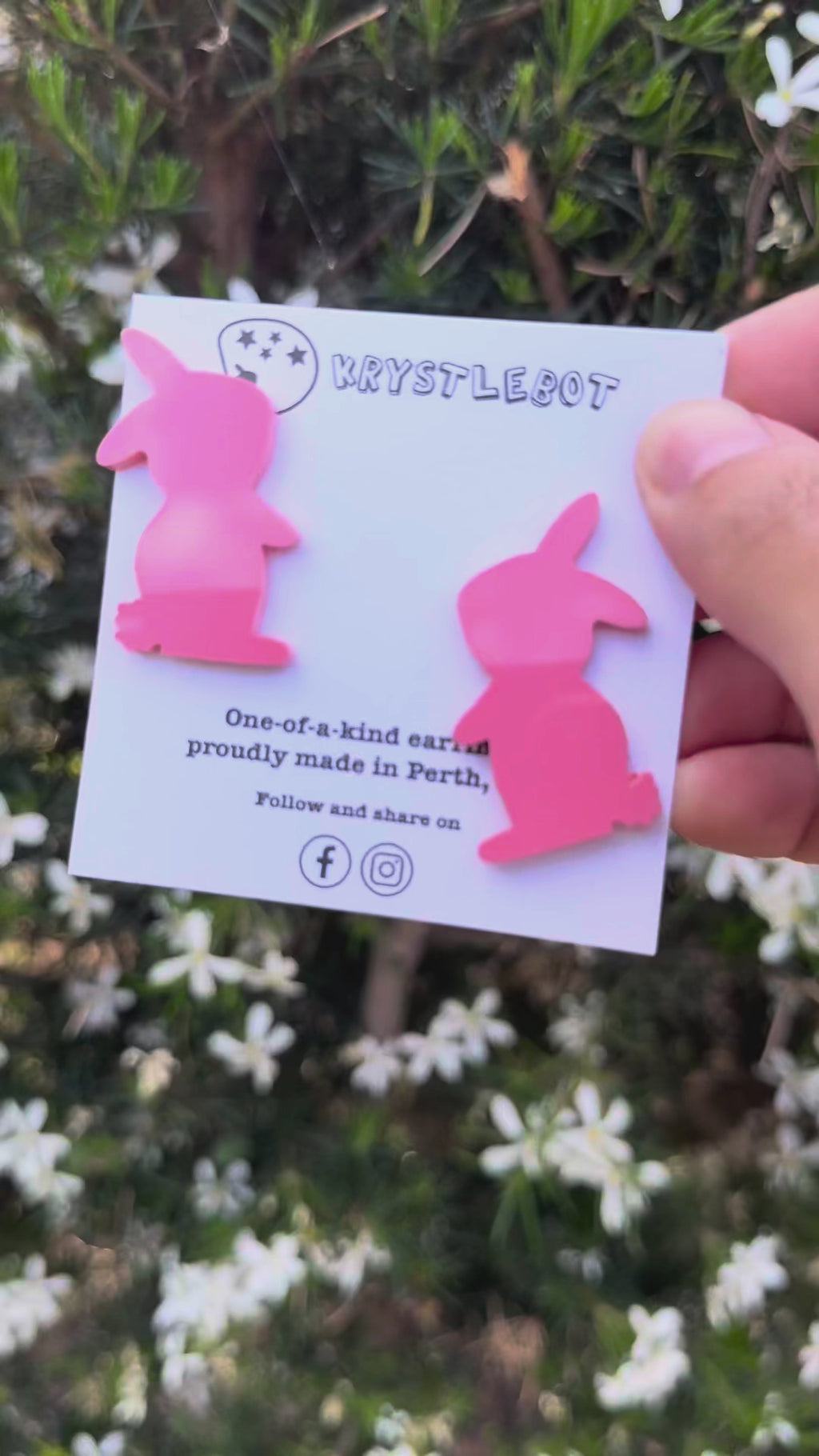 Large Rabbit Studs, Raspberry pink Bunny Acrylic, Easter Rabbit earring, Lunar New Year, Year of the Rabbit, Animal Statement Earring, Lightweight