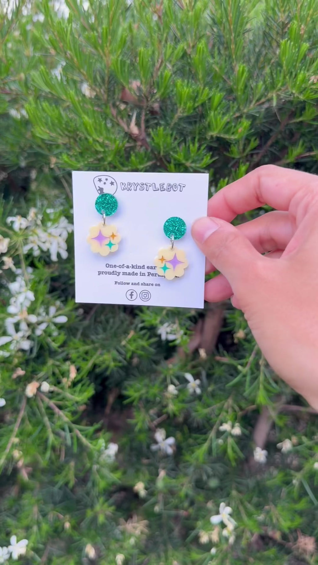 Yellow star trio Hand Painted Earrings, Lightweight Acrylic Dangles, One-Off