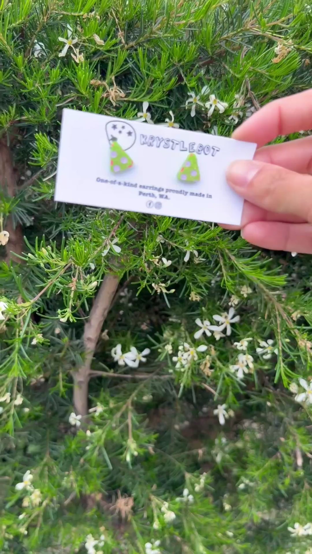 Lime Green Glitter Spotted Painted Triangle Studs