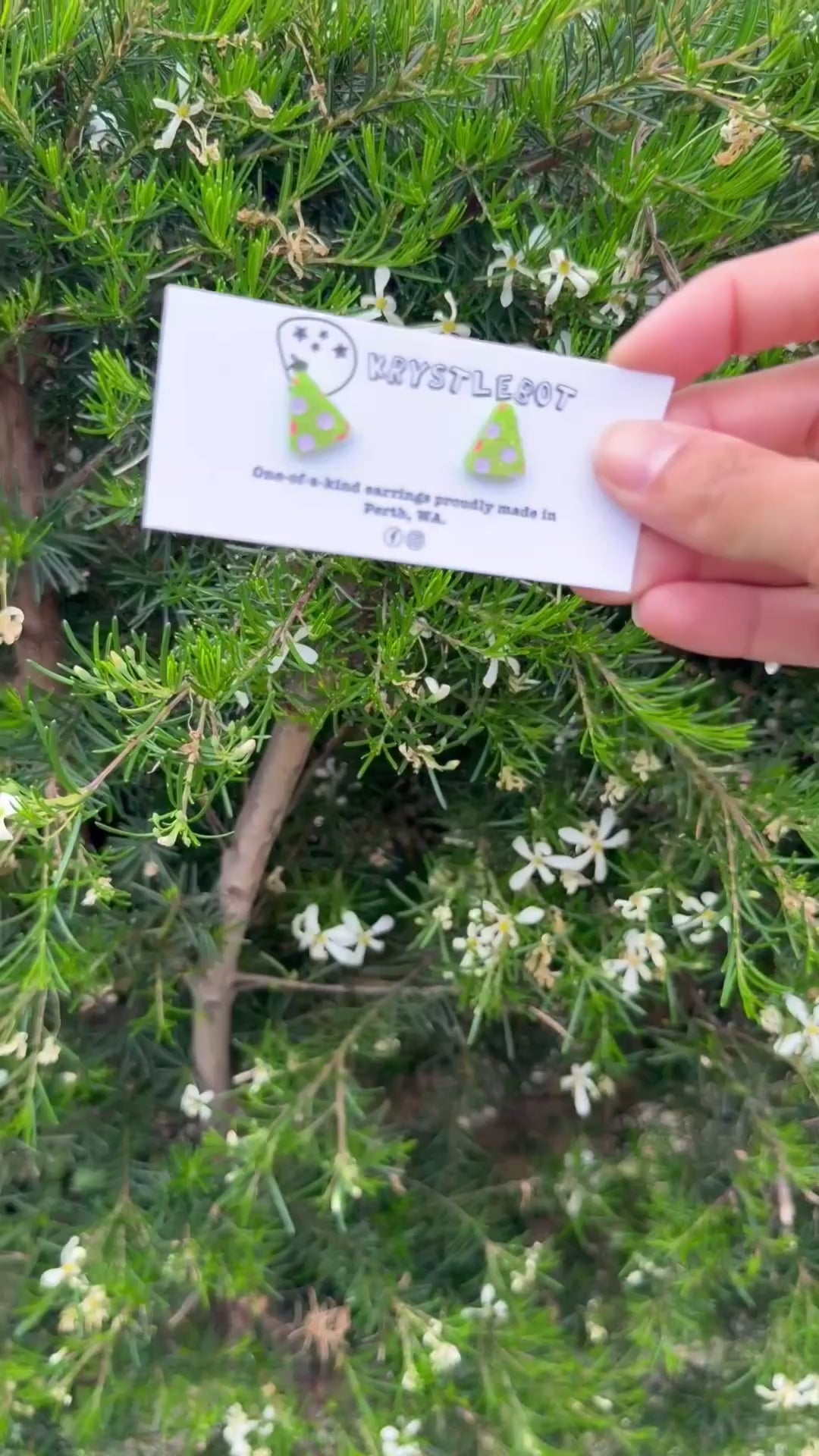 Lime Green Glitter Spotted Painted Triangle Studs