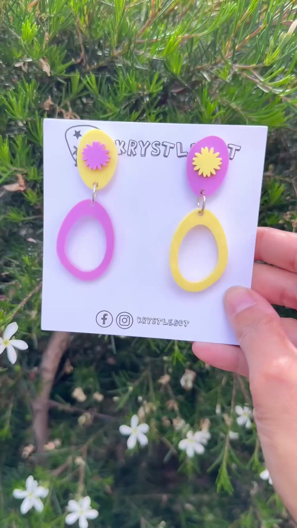 Yellow Purple Mismatched Inside Outs Mega Dangles
