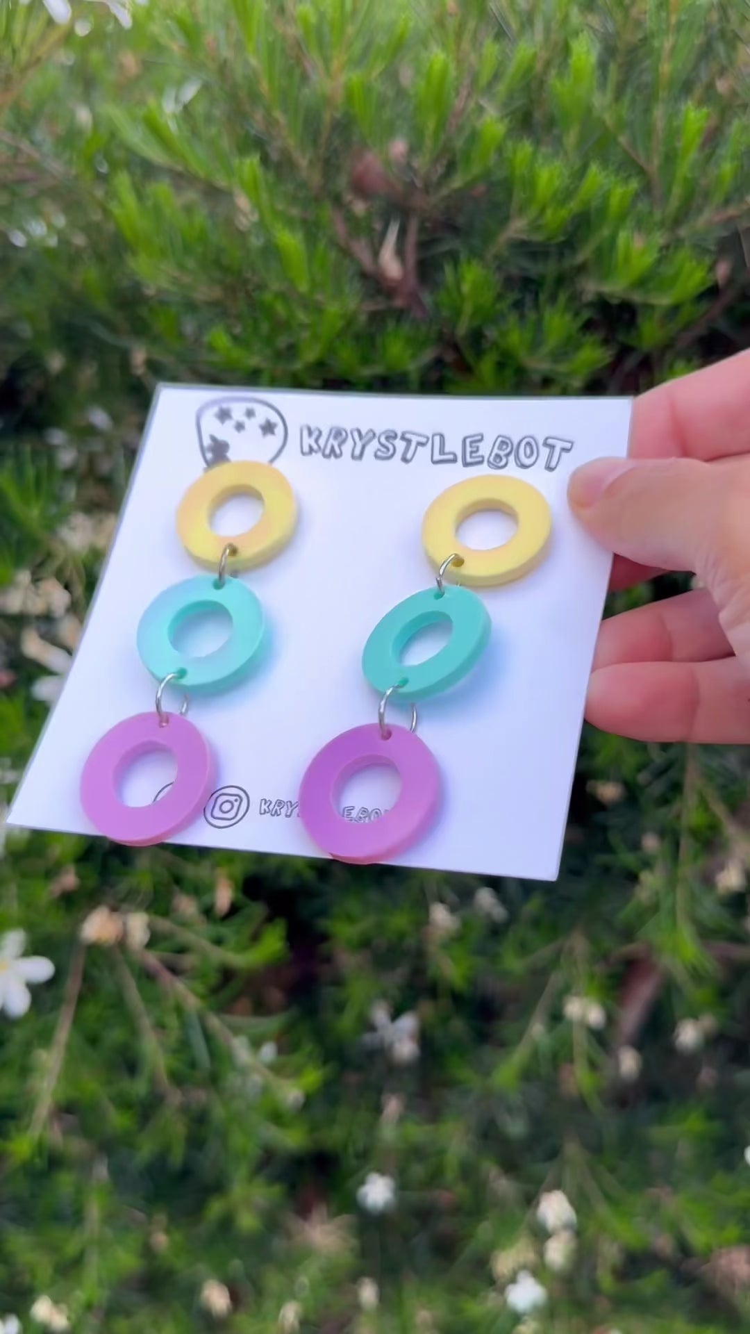 Yellow, mint and purple trio Circle Dangles, Acrylic earrings, Lightweight dangles,Teacher Earrings