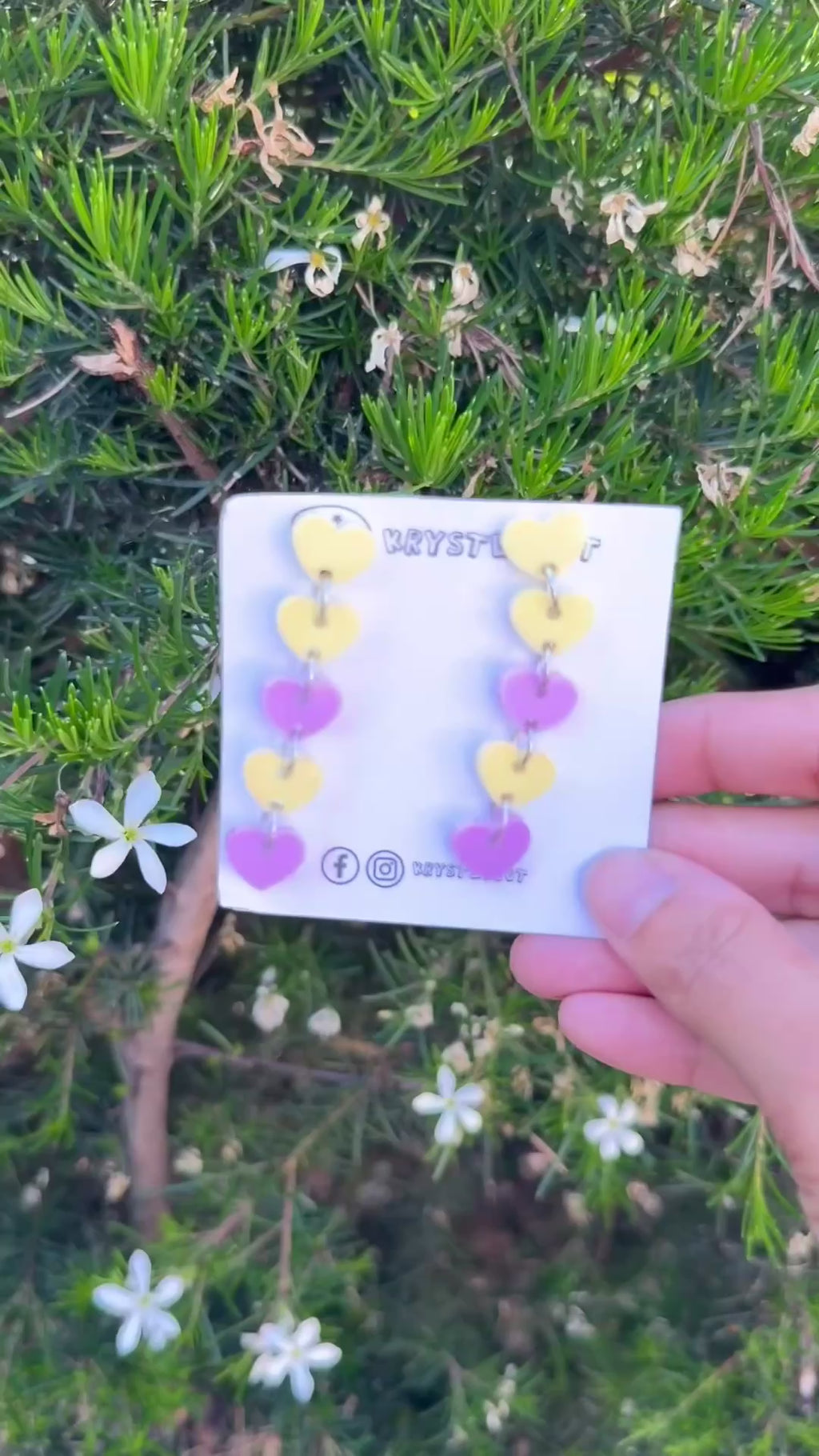 Yellow Purple Sweetheart Mini Heart Dangles