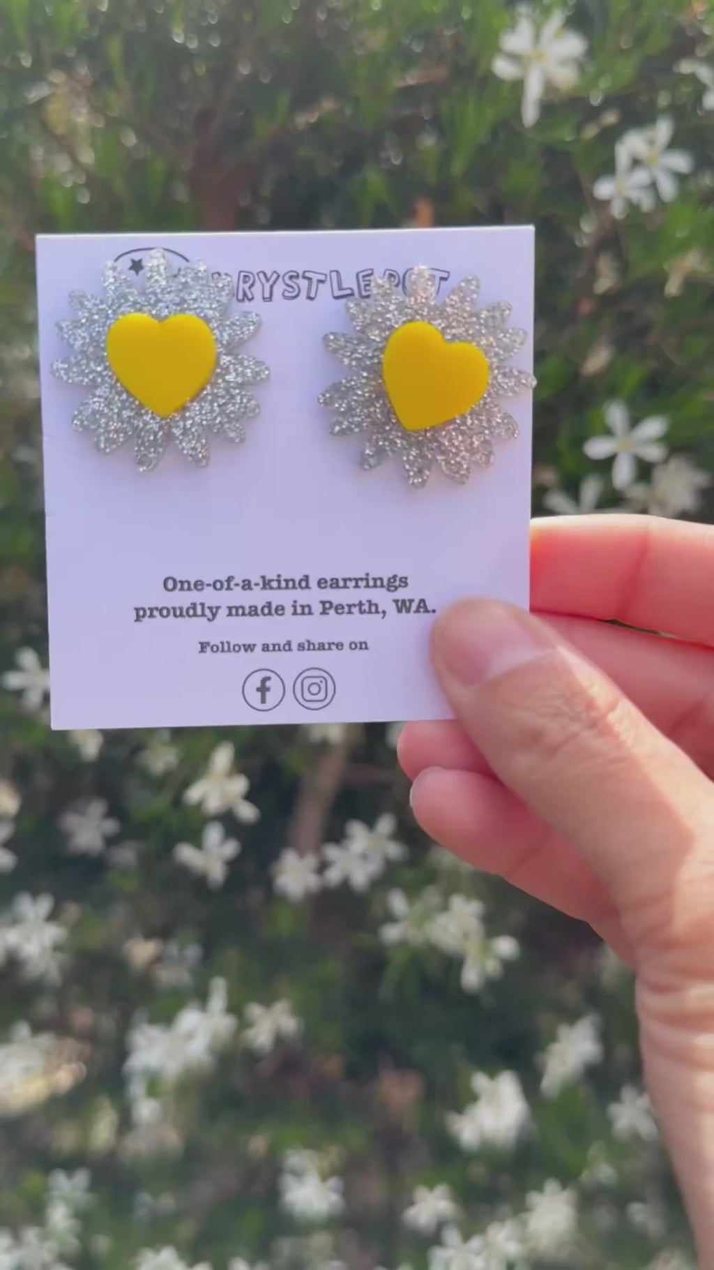 Silver and yellow stacked sunflower stud statement earrings, teacher dangles, big large earrings, acrylic earrings