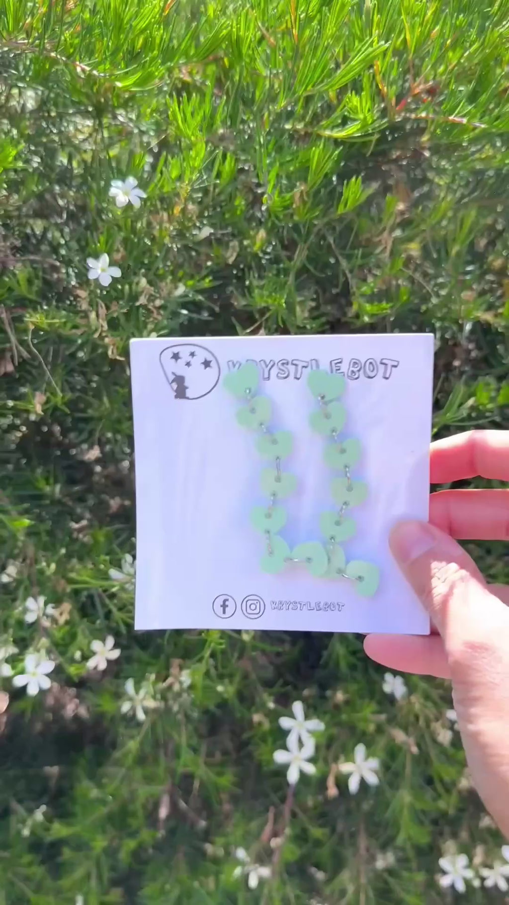 Sage Green Sweetheart Long Heart Dangles