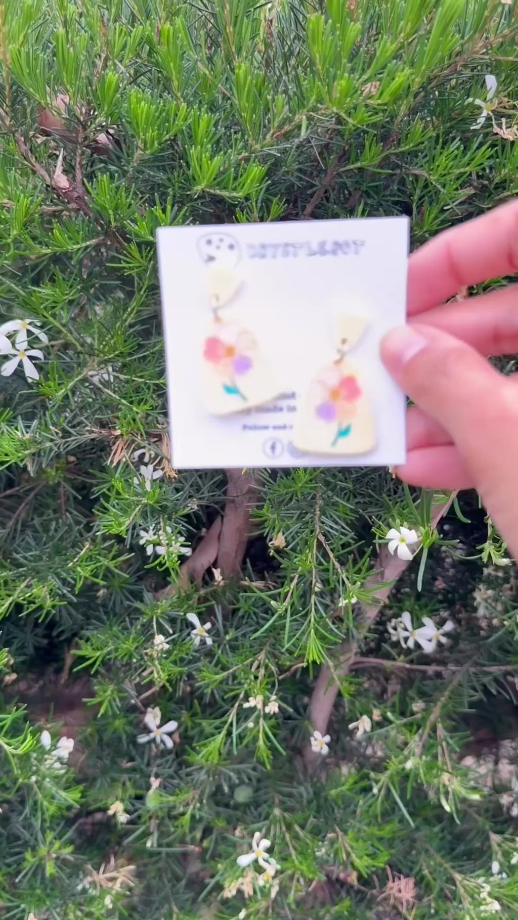 Yellow Multi Coloured Flower Hand Painted Dangles