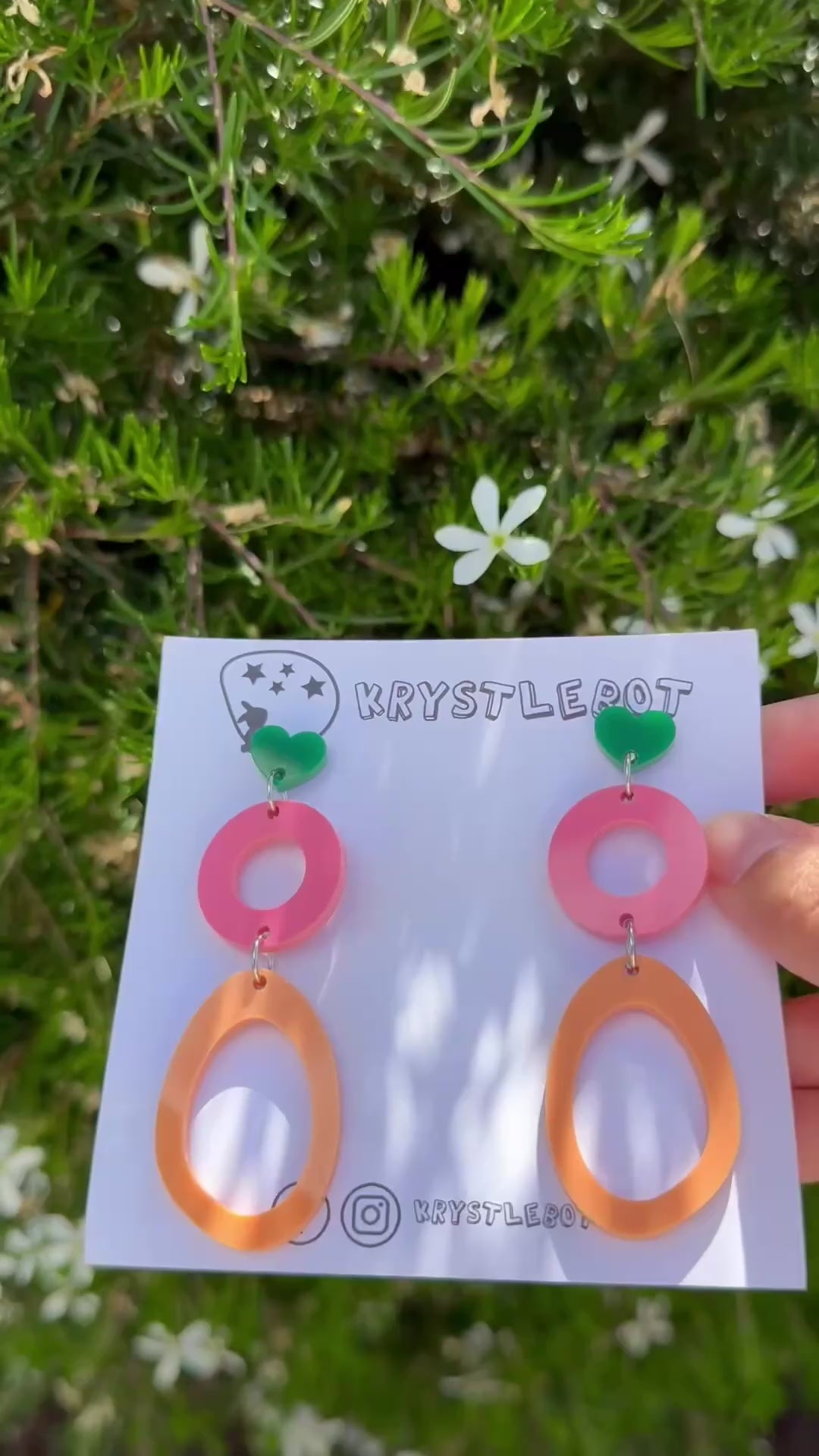 Green Orange Pink Circle & Oval Dangles