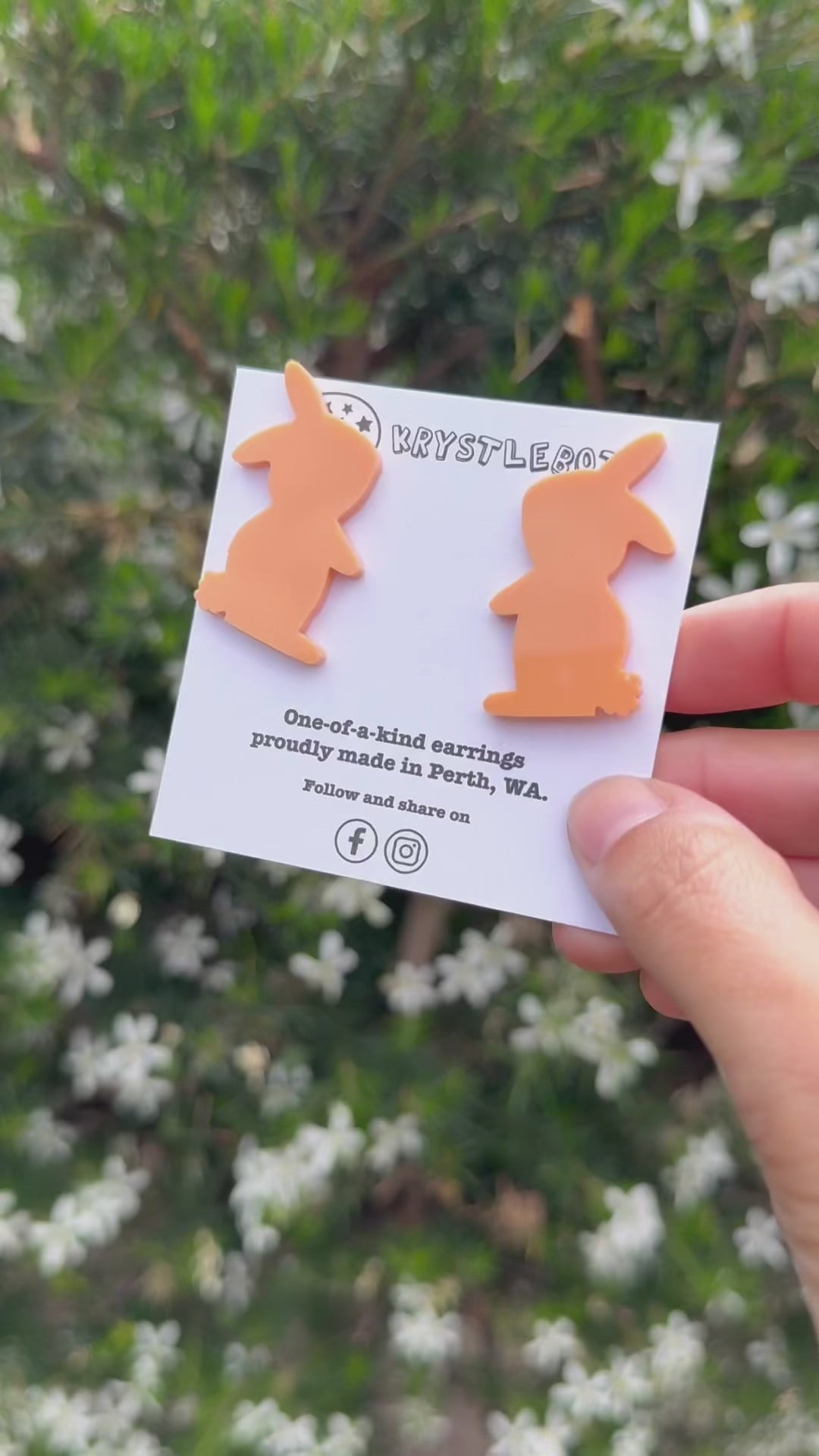 Large Rabbit Studs,Orange Bunny Acrylic, Easter Rabbit earring, Lunar New Year, Year of the Rabbit, Animal Statement Earring, Lightweight