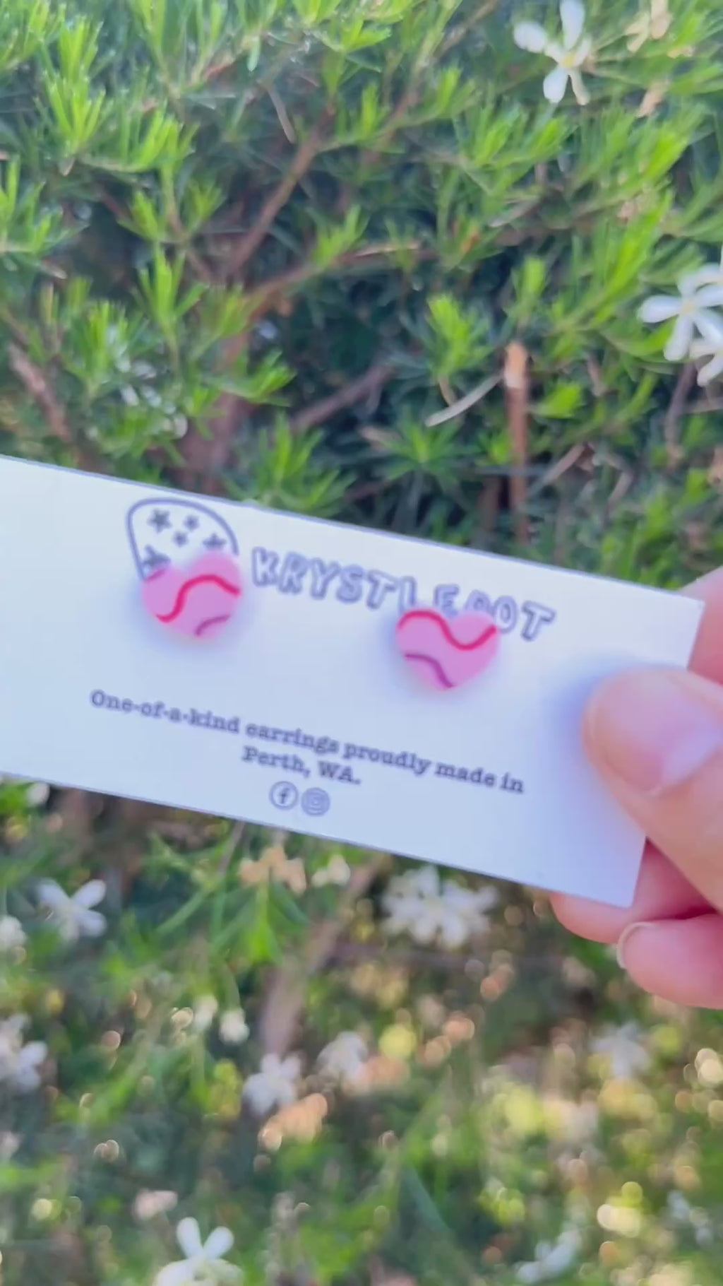 Pink mini wave squiggles painted love heart studs, Teacher Gifts, Everyday earrings, Basic Studs