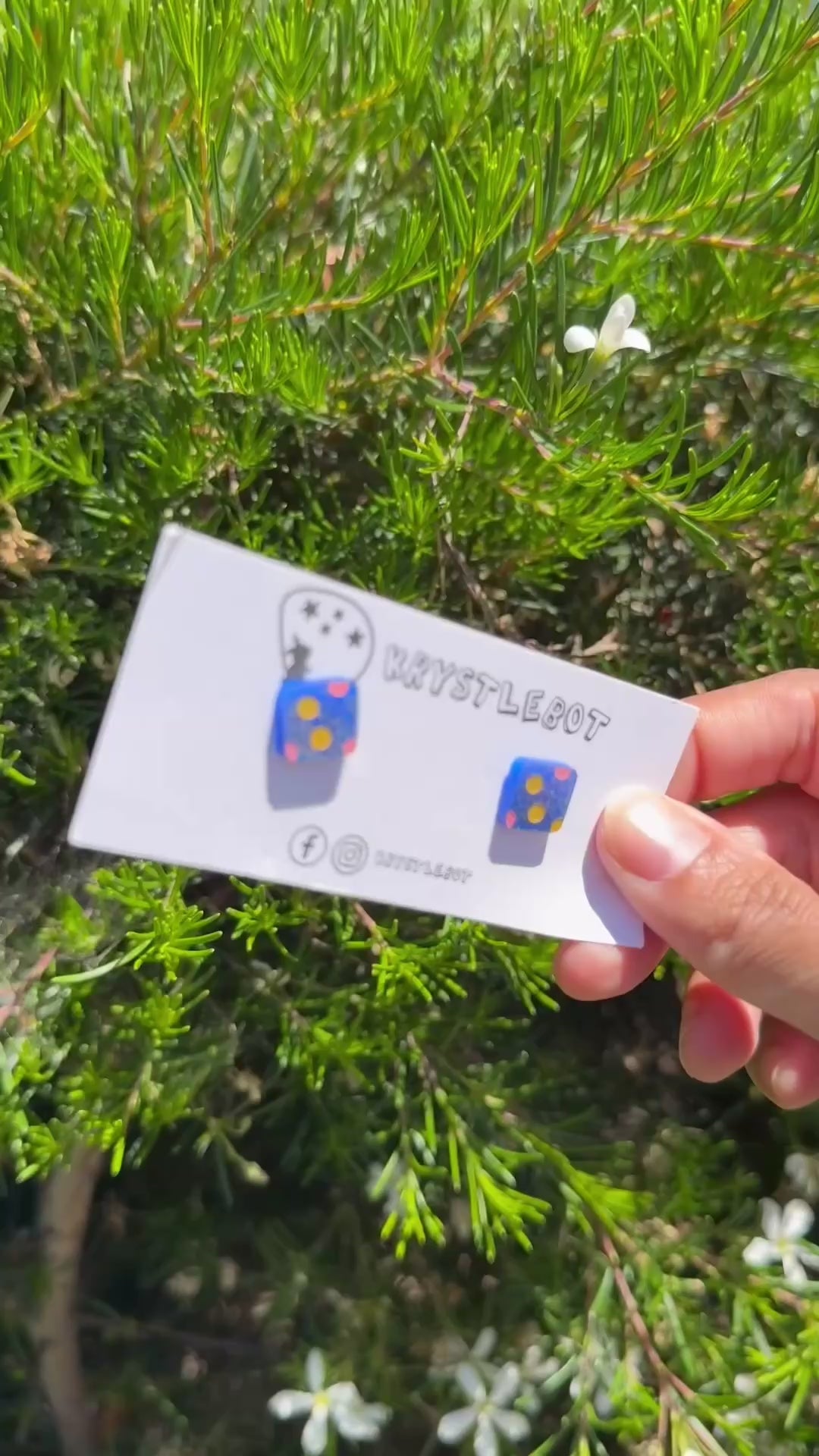 Blue Glitter Square Studs - Hand Painted Spots