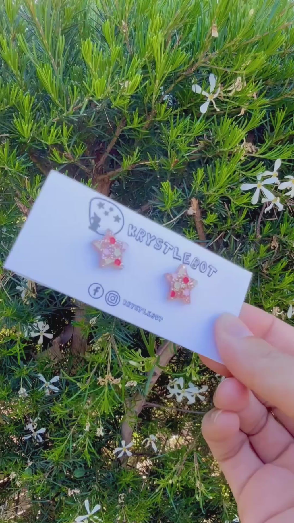 Rose gold pink multi coloured spotted painted star statement studs, Teacher Gifts, Everyday earrings, Basic Studs