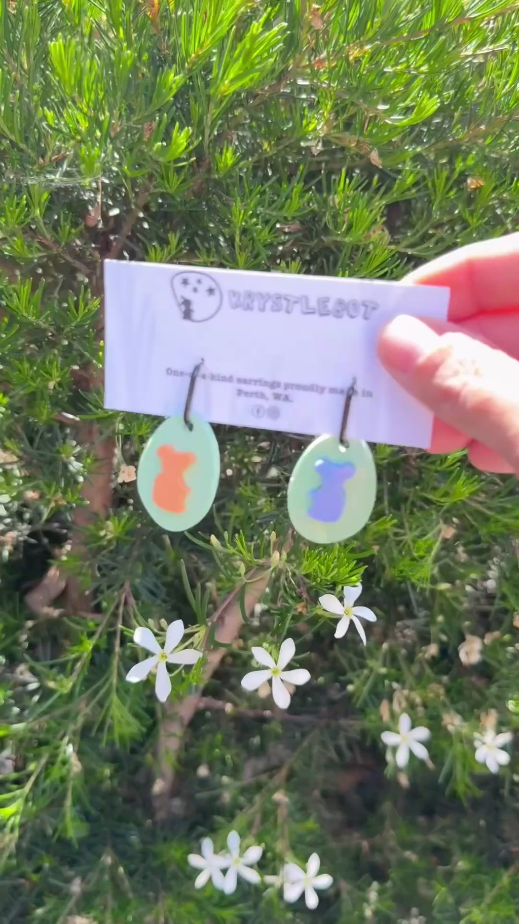 Green Mismatched Koala Huggie Hoop Ovals