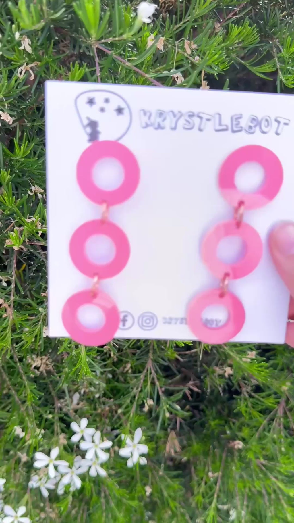 Raspberry Dark Pink Trio Circle Dangles