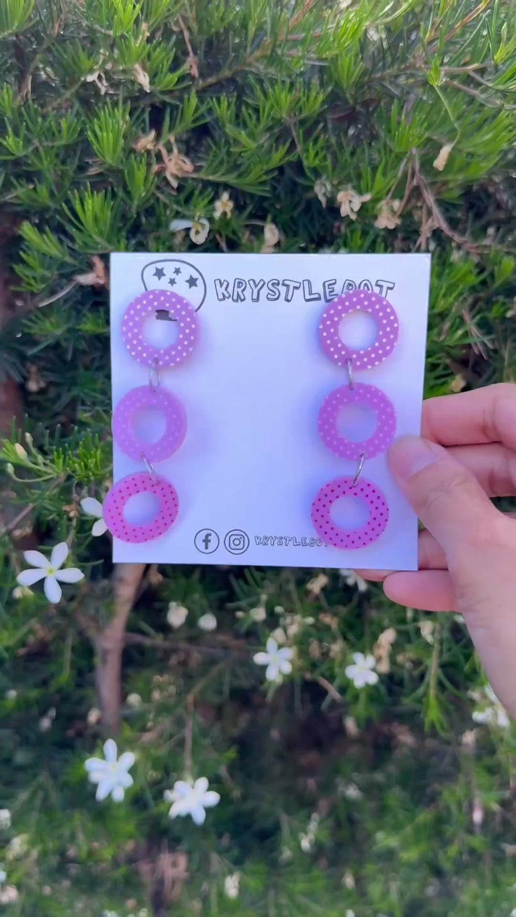 Purple Painted Trio Circle Dangles