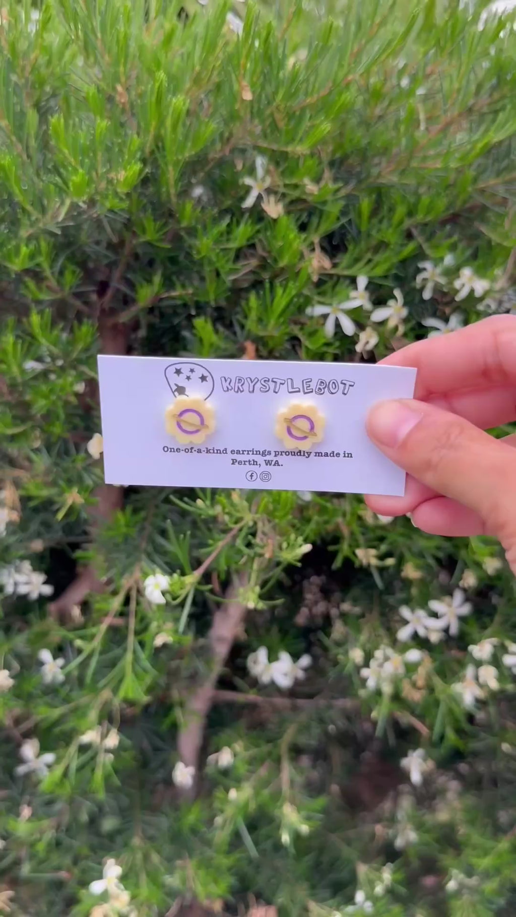 Yellow and Purple Hand Painted Planet Studs