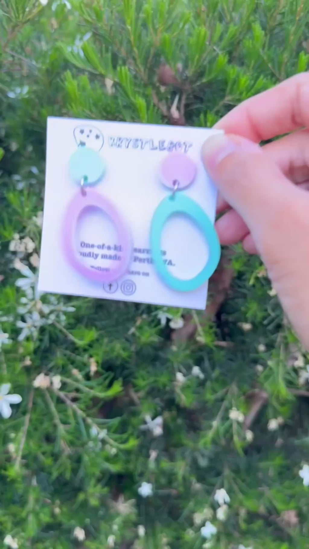 Mint & Purple Mismatched Oval Statement Dangles