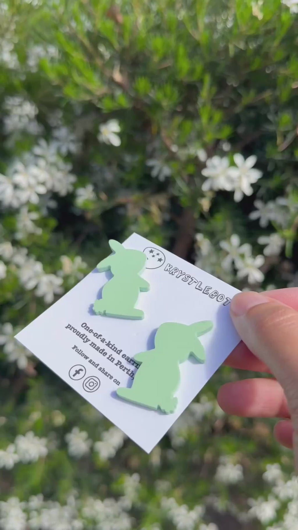 Large Rabbit Studs, Spearmint green Bunny Acrylic, Easter Rabbit earring, Lunar New Year, Year of the Rabbit, Animal Statement Earring, Lightweight