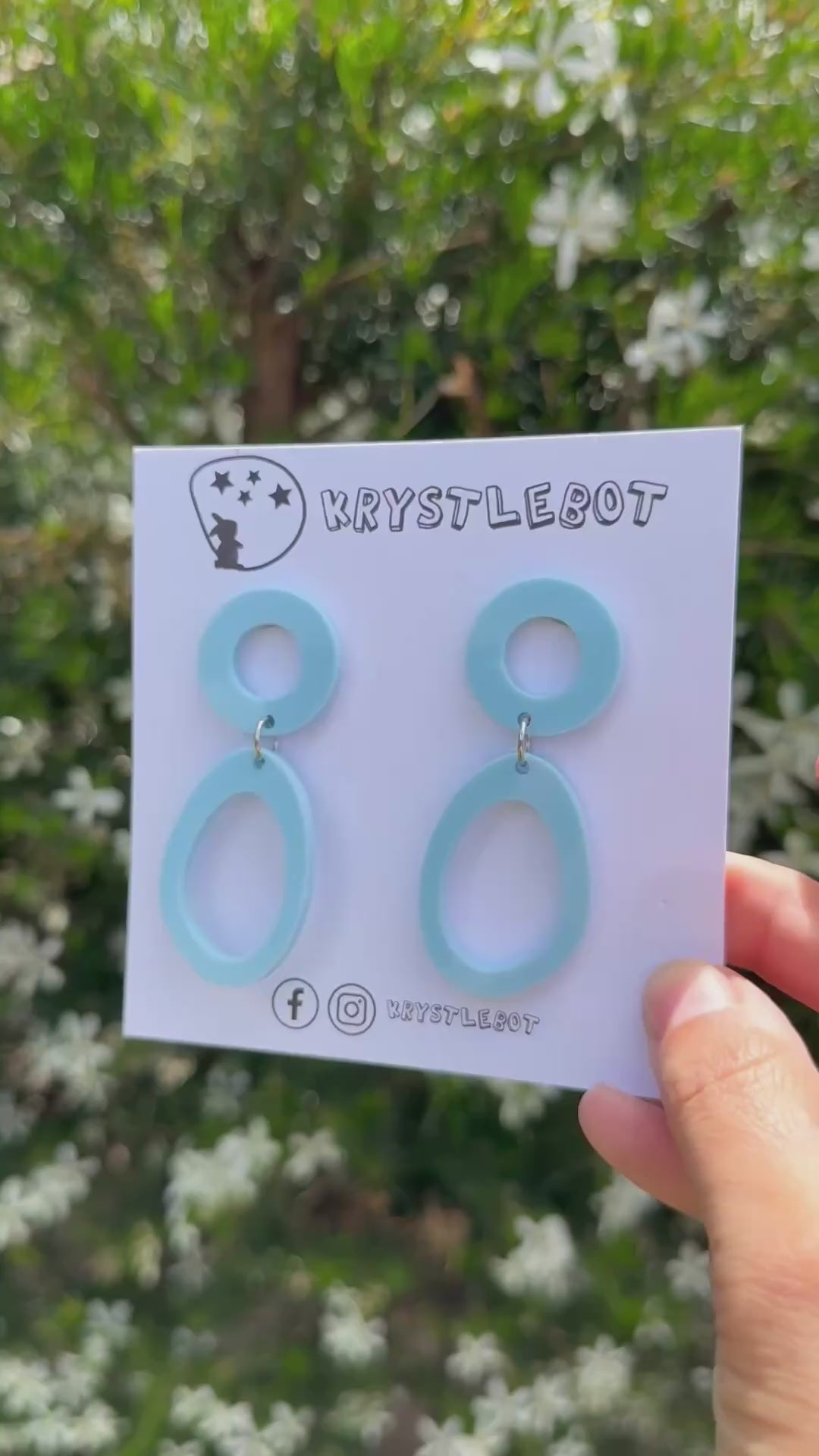 Light blue circle and oval dangles, Acrylic earrings, Lightweight dangles,Teacher Earrings
