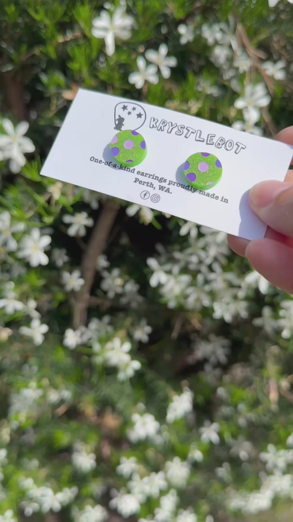 Lime green glitter purple spotted painted oval studs, Teacher Gifts, Everyday earrings, Basic Studs